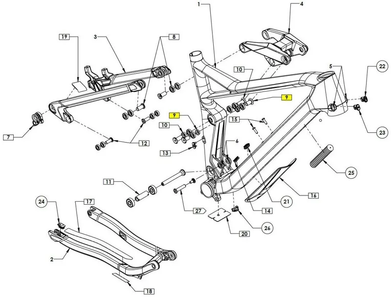 Cube Bearing Pivot Set Link To Shock -  16-05865 - 10497-1